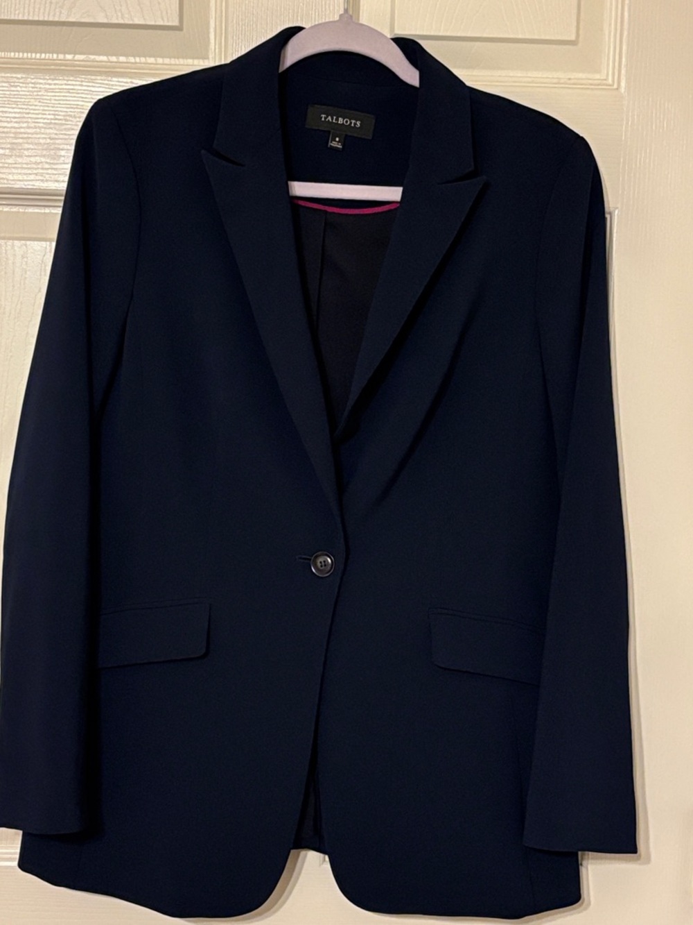 Talbots Women's Navy Blazer Single-Button Notch Lapel